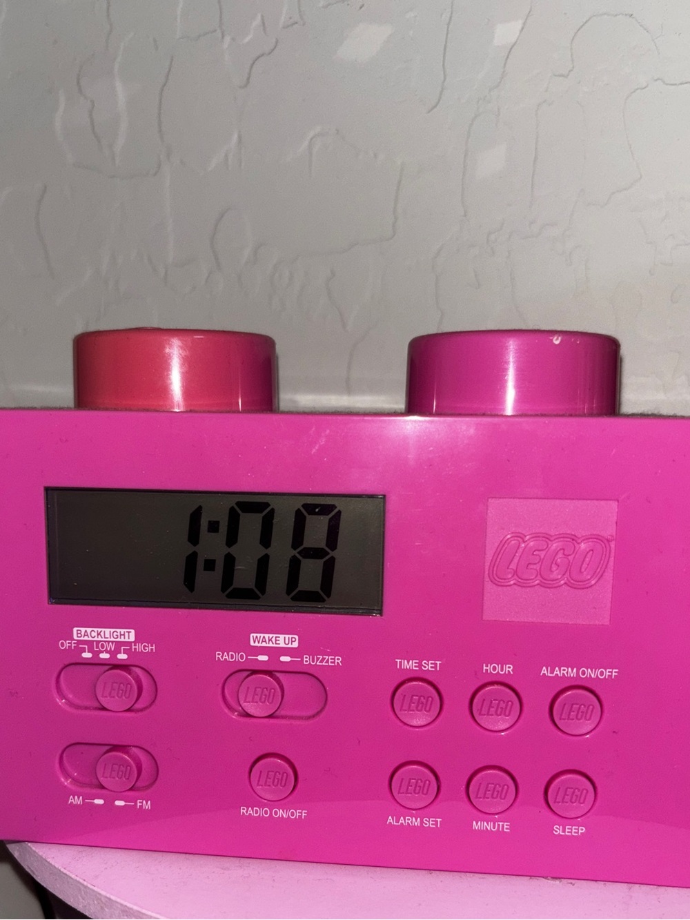 Lego Hot Pink Digital Clock Radio